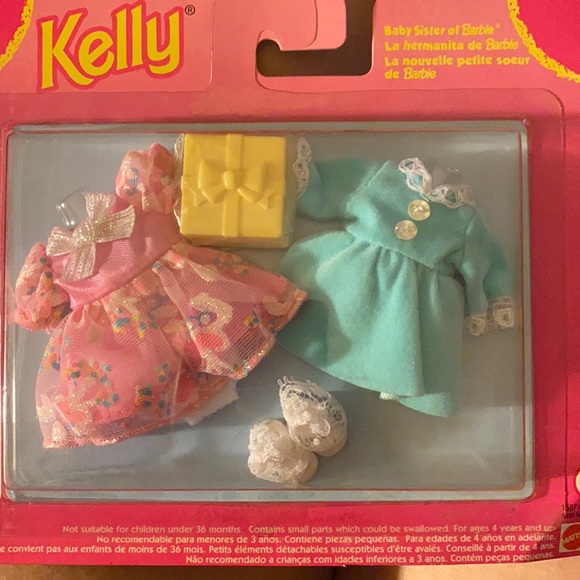 New old stock Kelly, Barbie’s sister new in box 2 dresses , socks and shoes